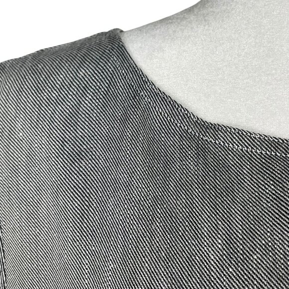 Theory Structured T Twill Linen Short Sleeve Midi Shift Dress Gray Size L Lined - Picture 15 of 16